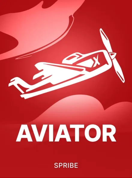 Póster rojo del juego crash Aviator de Spribe con un avión