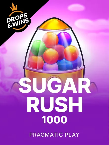 Póster de Sugar Rush 1000 de Pragmatic Play con caramelos de colores